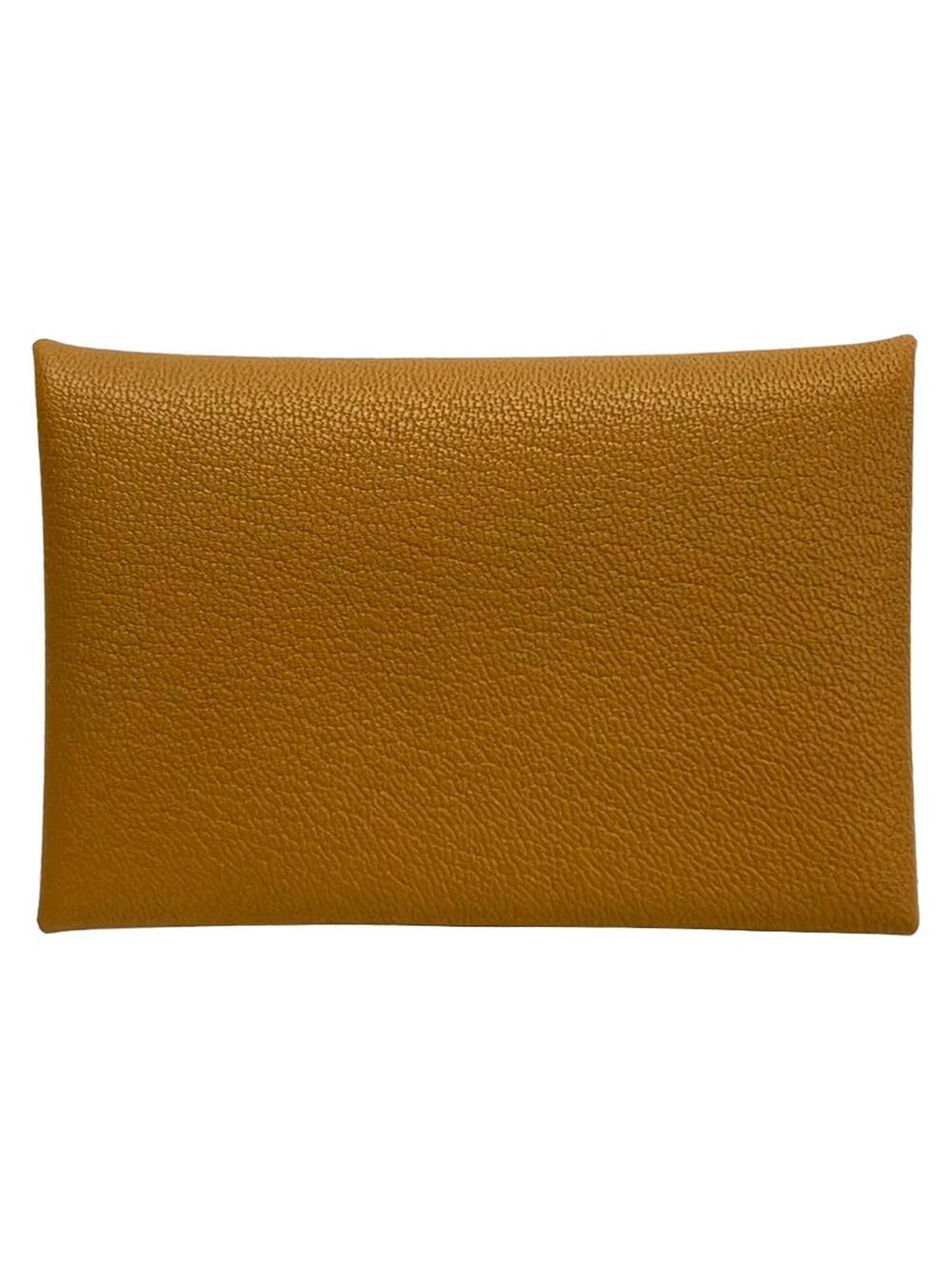 Hermes Calvi Gold Chevre B Card Case #374144H76B